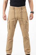 Khaki Beige Tactical Cargo Pants - On Model