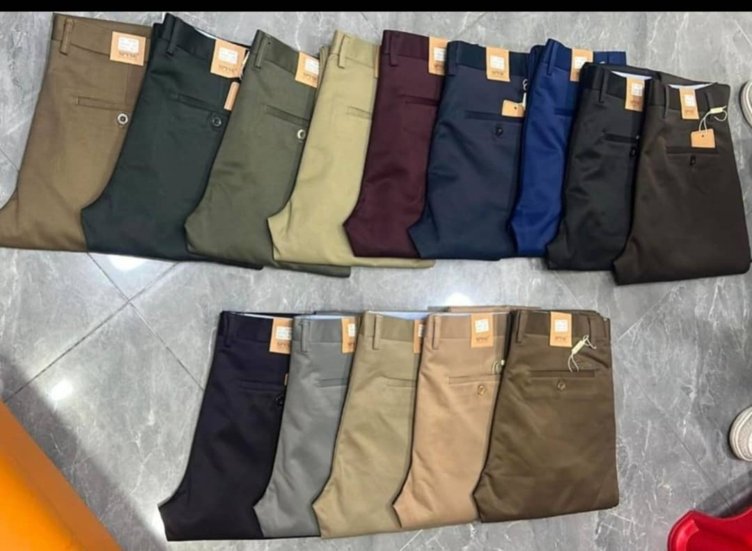 Original photo of assorted men's khaki pants