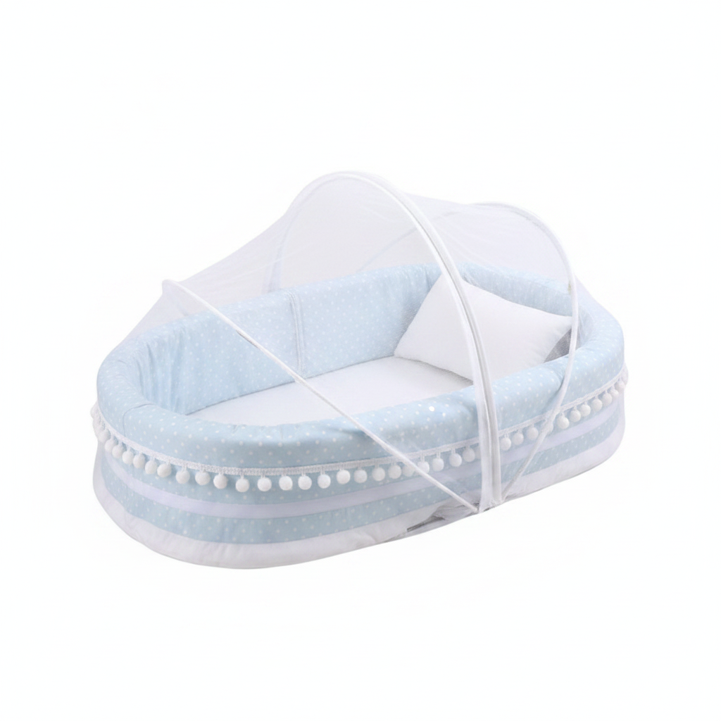 Baby Mosquito Net Bed Blue - White Background