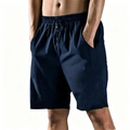Men's Navy Blue Drawstring Shorts - on model