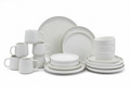 24-Piece Textured White Ceramic Dinner Set on white background
