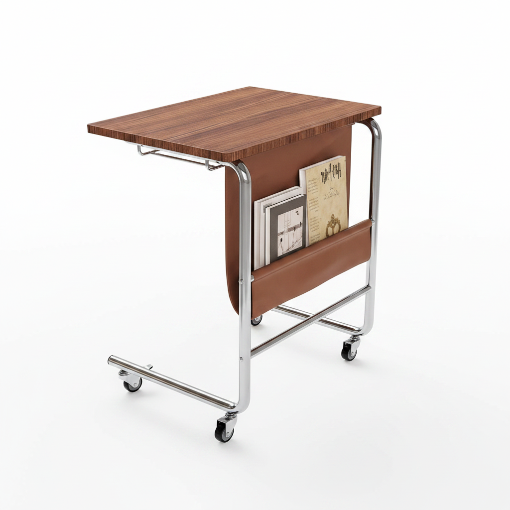 C-Shaped Side Table - White Background