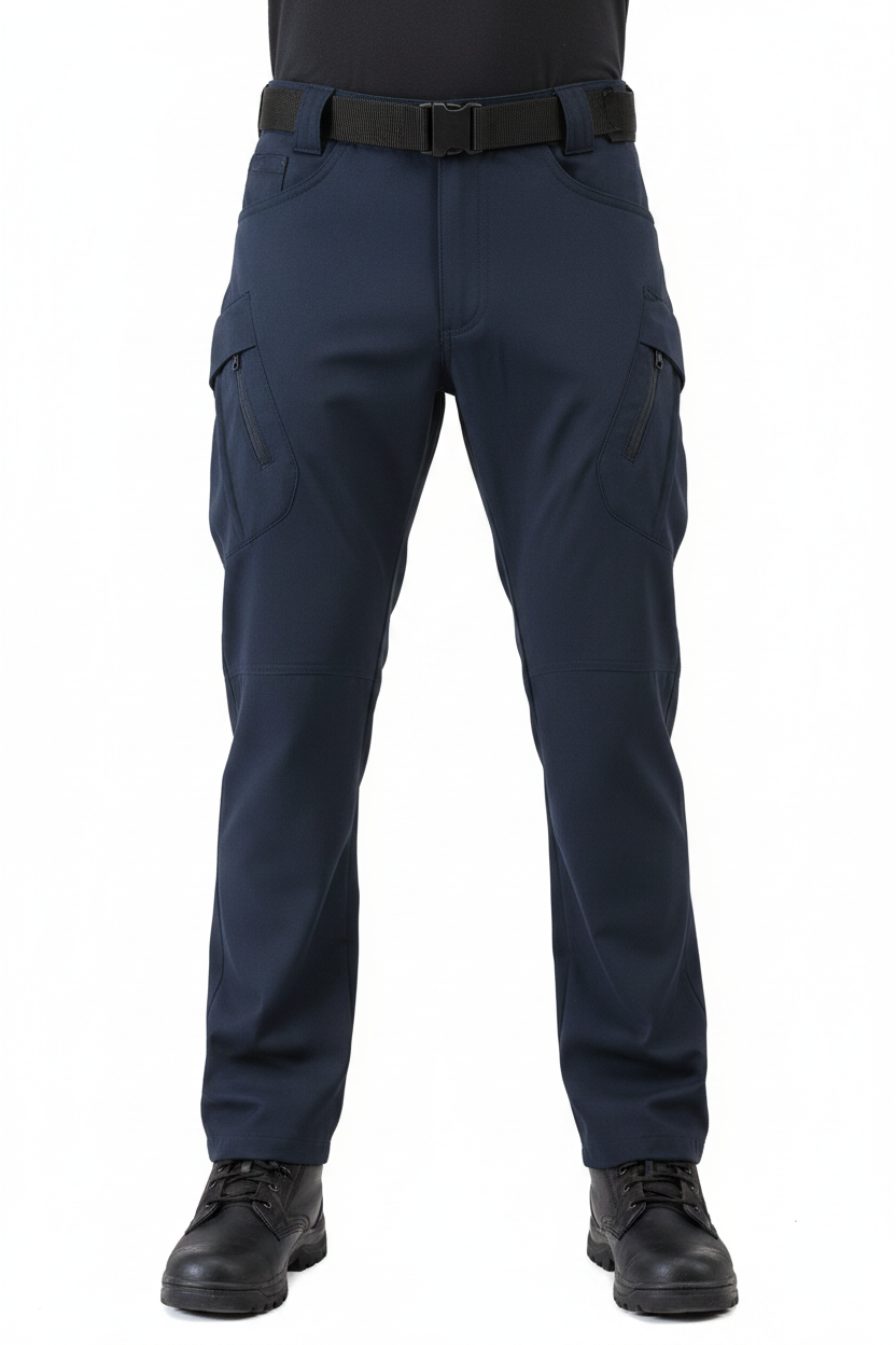 Men's Navy Tactical Cargo Pants - Full Length Front