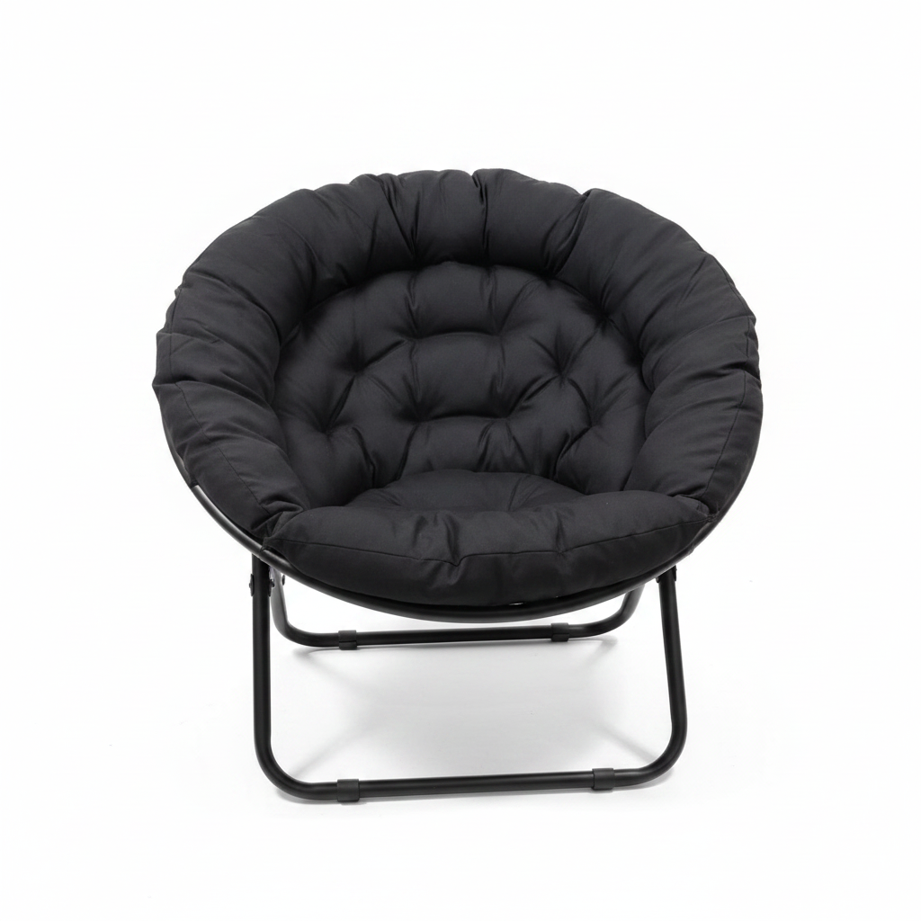 Cozy Oversized Saucer Chair black on white background