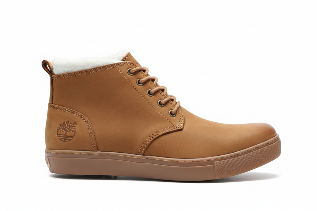 Men's Tan Leather Ankle Boots - white background