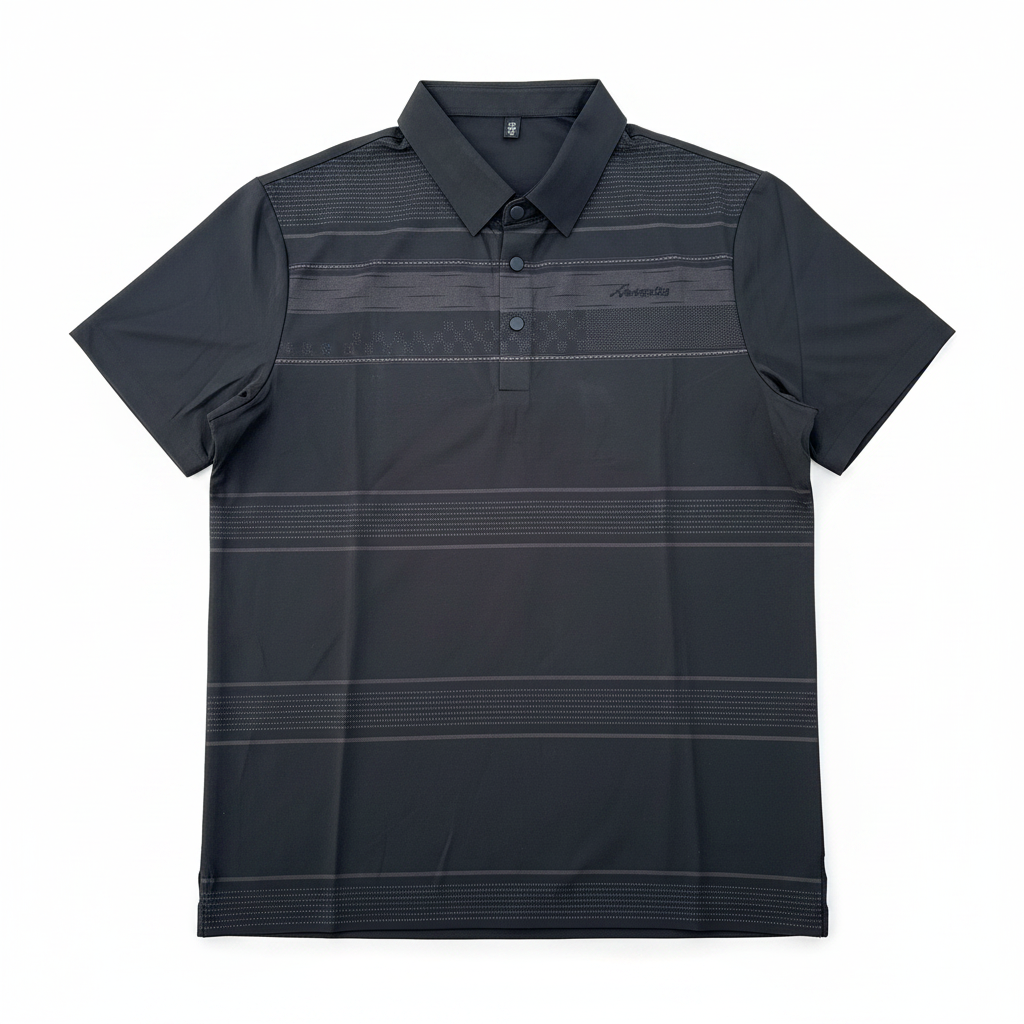 Black Stripe Polo - white background
