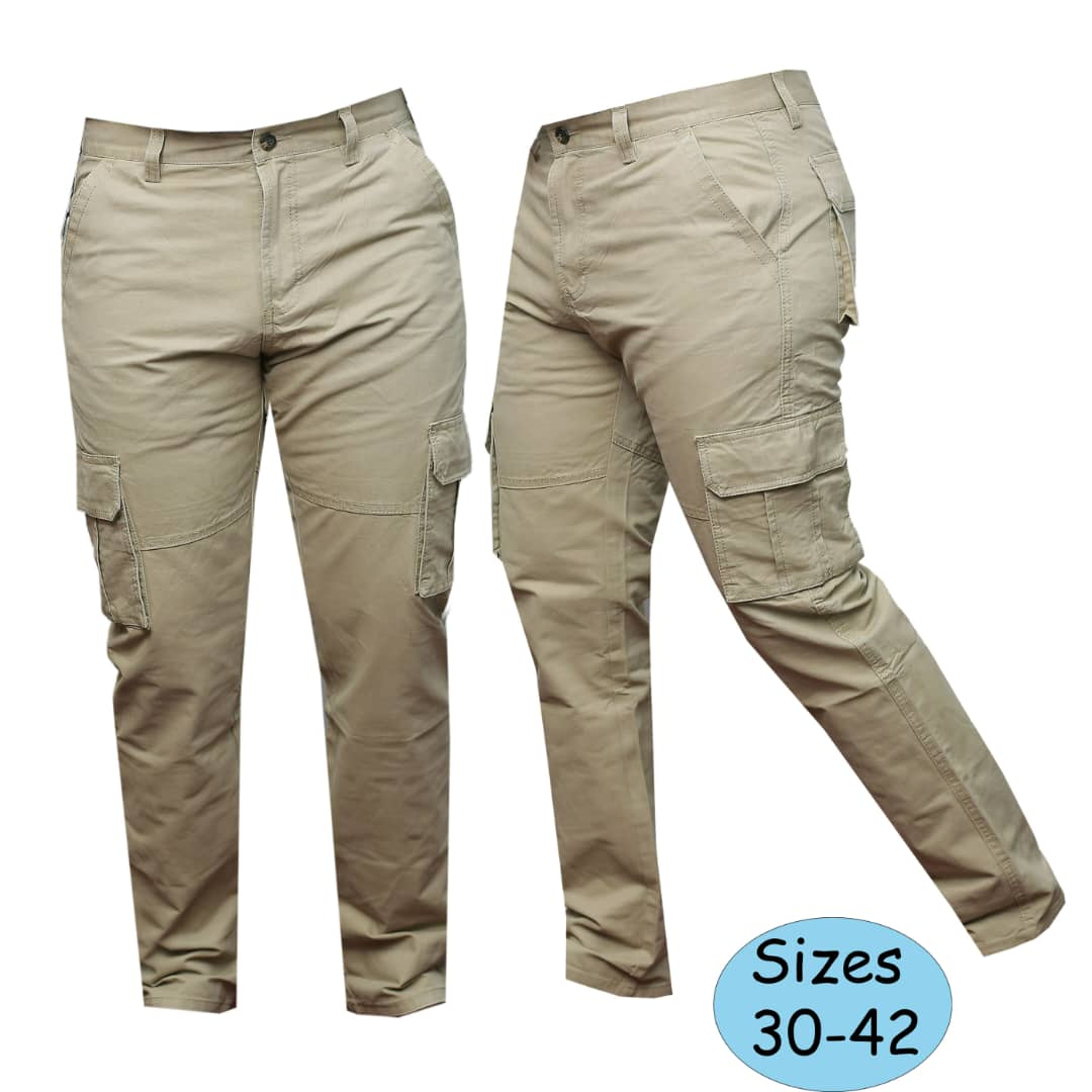 Original khaki cargo pants photo showing sizes 30–42