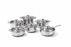6-Piece Classic Stainless Steel Cookware Set on white background