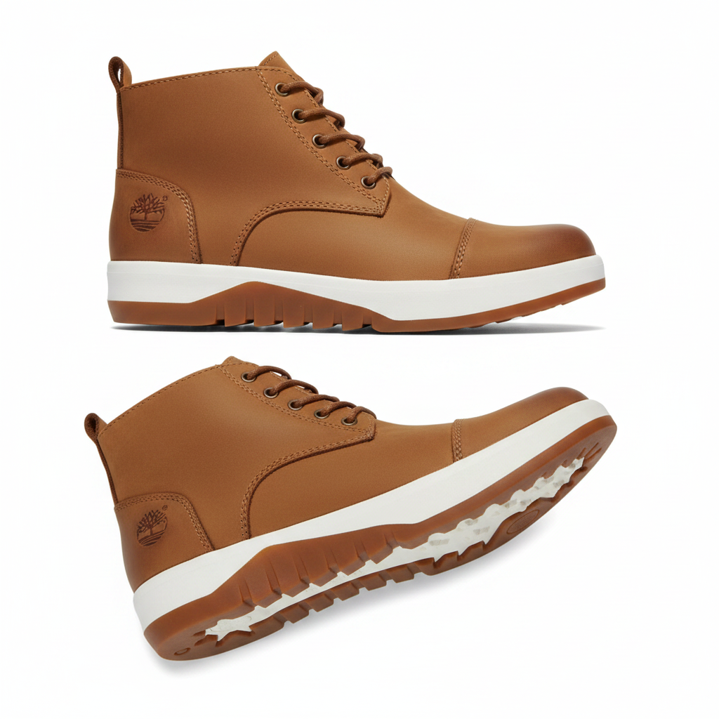 Timberland Chukka Boots Tan White Sole - White Background