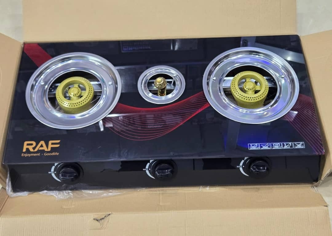 RAF 3-Burner Glass Top Gas Cooker – Enjoyment Goodlife