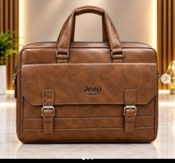 Original brown double-buckle executive briefcase bag
