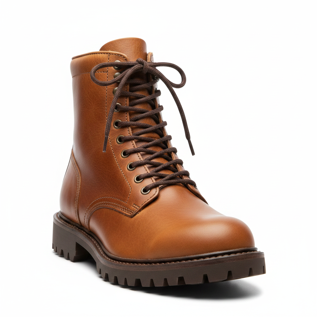 Men's Tan Leather High-Top Boot