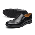 Men's black slip-on gentle shoes on a white background
