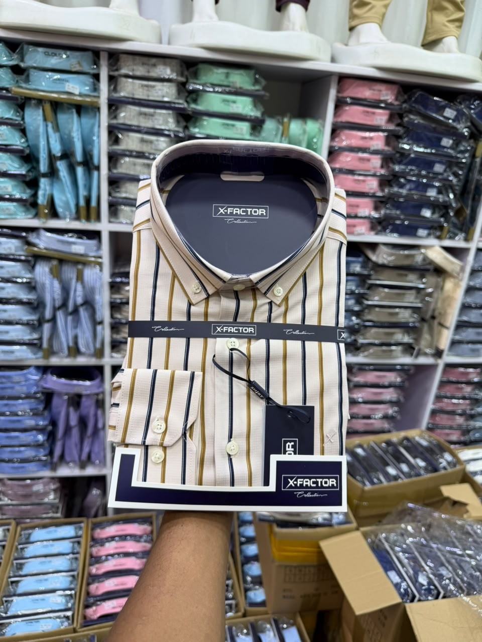 X-Factor Cream Stripe Formal Shirt original
