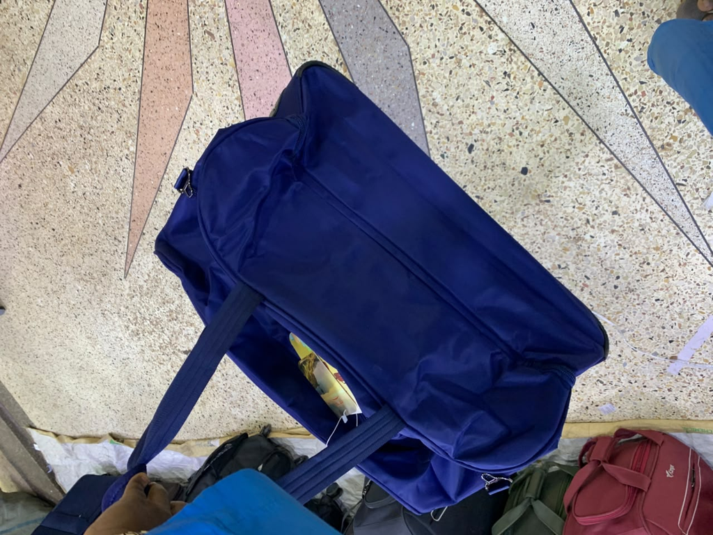 Waterproof Navy Blue Duffle Bag - side view