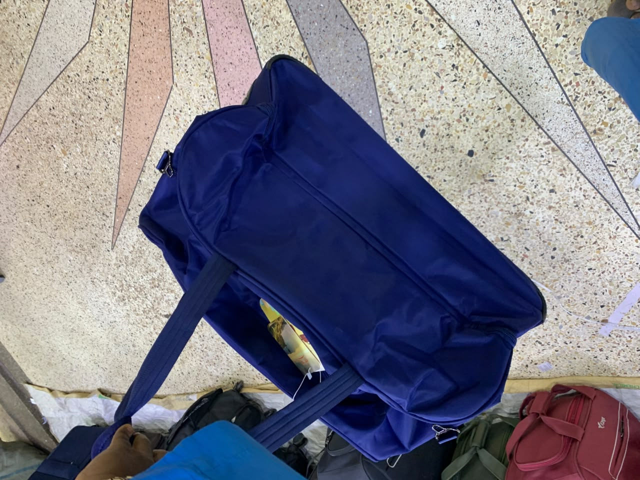 Waterproof Navy Blue Duffle Bag - side view