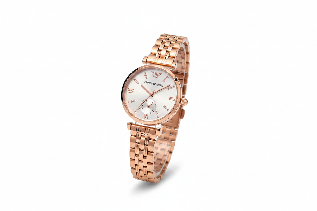 Ladies Rose Gold Wristwatch - white background