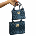 SM Quilted Tote 2-Piece Set Black - White Background