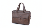 Jeep Brand Men's Brown Leather Briefcase - white background