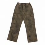 Olive Washed Cargo Pants - White Background