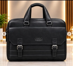 Original black double-buckle executive briefcase bag