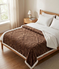 Soft Fleece Blanket | Double-Sided Sherpa | Embossed Floral Design | Warm & Cozy - Brown