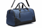 Blue & Black Cylindrical Duffel Travel Bag - White Background