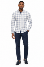 X-Factor White Navy Plaid Formal Shirt lifestyle