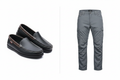Two-Tone Black & Brown Sebago Loafers and Grey Cargo Pants combo — full length side by side