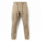Khaki Beige Tactical Cargo Pants - Flat Lay