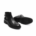 Men's Black Smooth Leather Zip Boots – white background