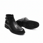 Men's Black Smooth Leather Zip Boots – white background