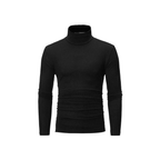 Men's Black Turtleneck Sweater - white background detail