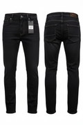 Men's black denim jeans full body white background