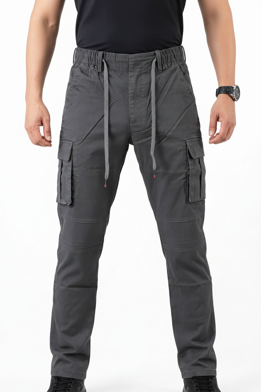 Grey Tactical Cargo Pants - On Model