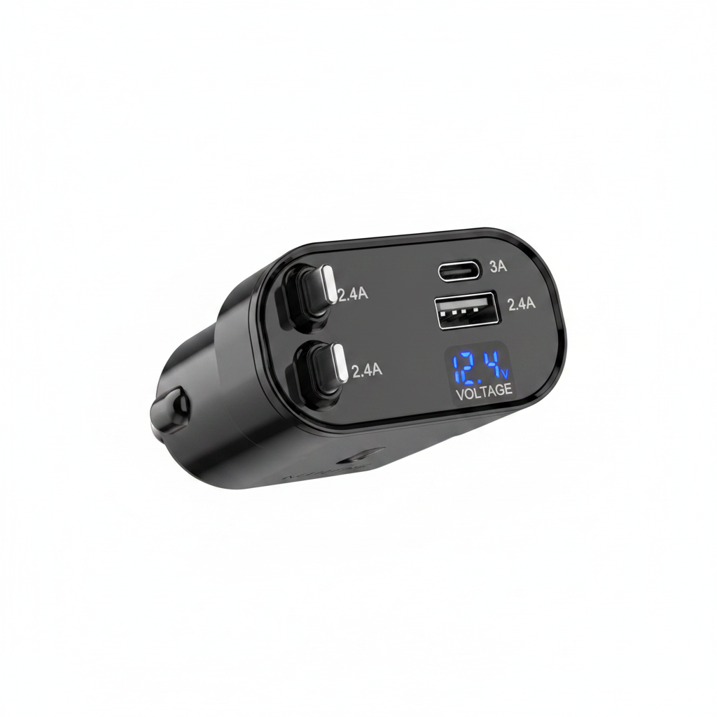 Multi-Port Car Charger - White Background