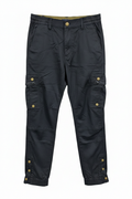 Men's black cargo pants - white background studio shot