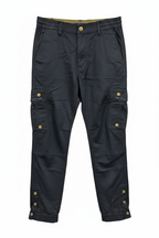 Men's black cargo pants - white background studio shot