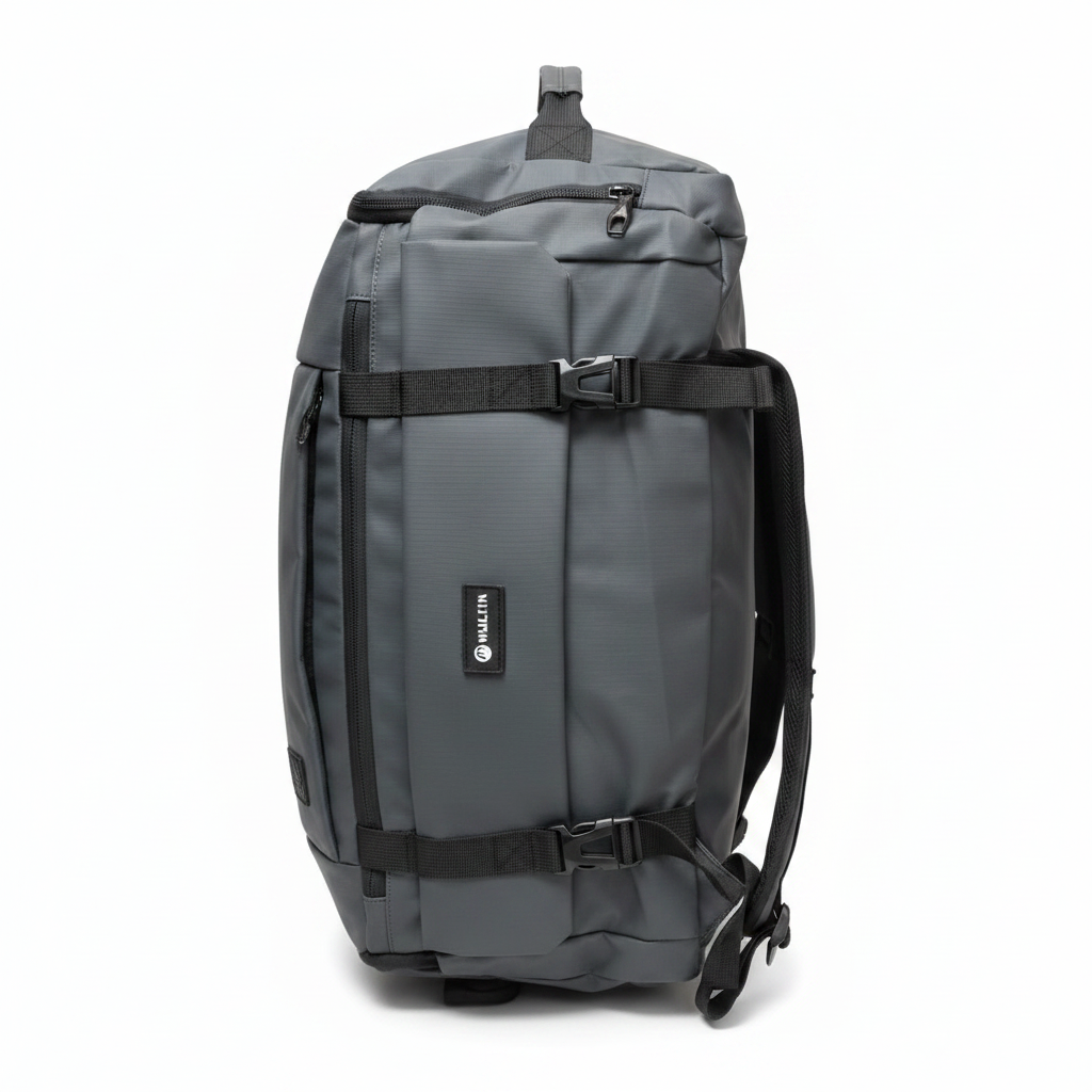 Grey Waterproof Travel Gym Bag – Shoulder Carry View