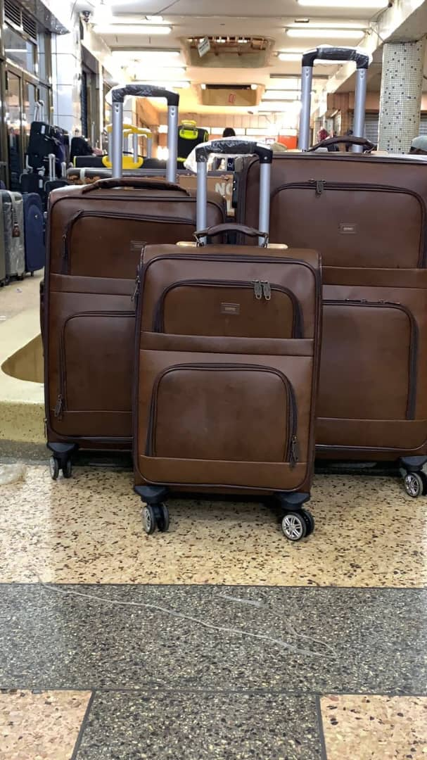 Brown 3-Piece Trolley Luggage Set