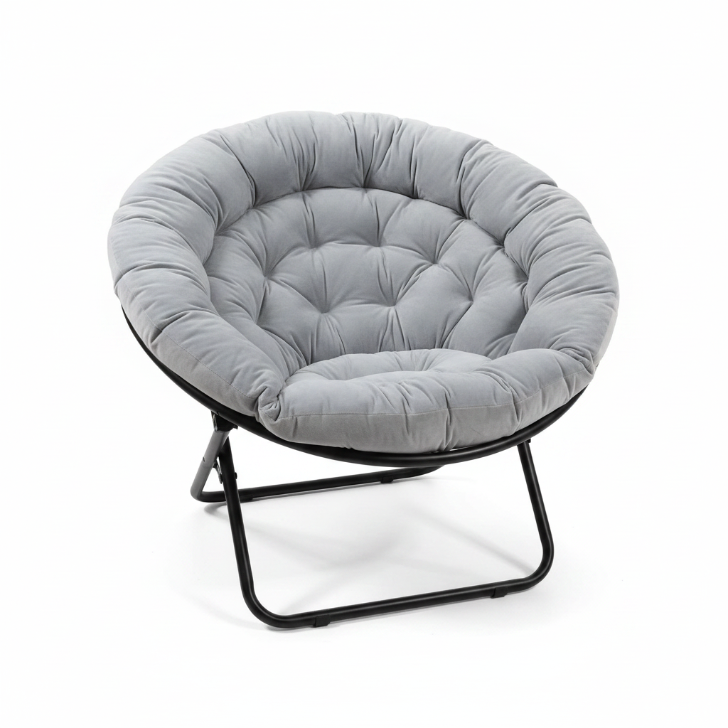 Cozy Oversized Saucer Chair grey on white background