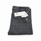 Men's charcoal grey denim jeans folded white background
