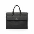 Videng King Waterproof Black Leather Briefcase Bag - white background