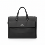 Videng King Waterproof Black Leather Briefcase Bag - white background