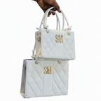 SM Quilted Tote 2-Piece Set White - White Background