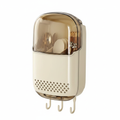 Wall-Mounted Cutlery Organiser cream with flip lid on white background