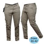 Original taupe cargo pants photo showing sizes 30–42