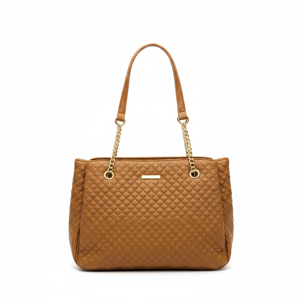 Chrisrosy Tan Quilted Tote Bag