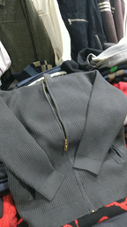 Original photo of grey textured zip-up knit sweater