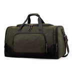 Army Green & Black Duffel Travel Bag - Front View